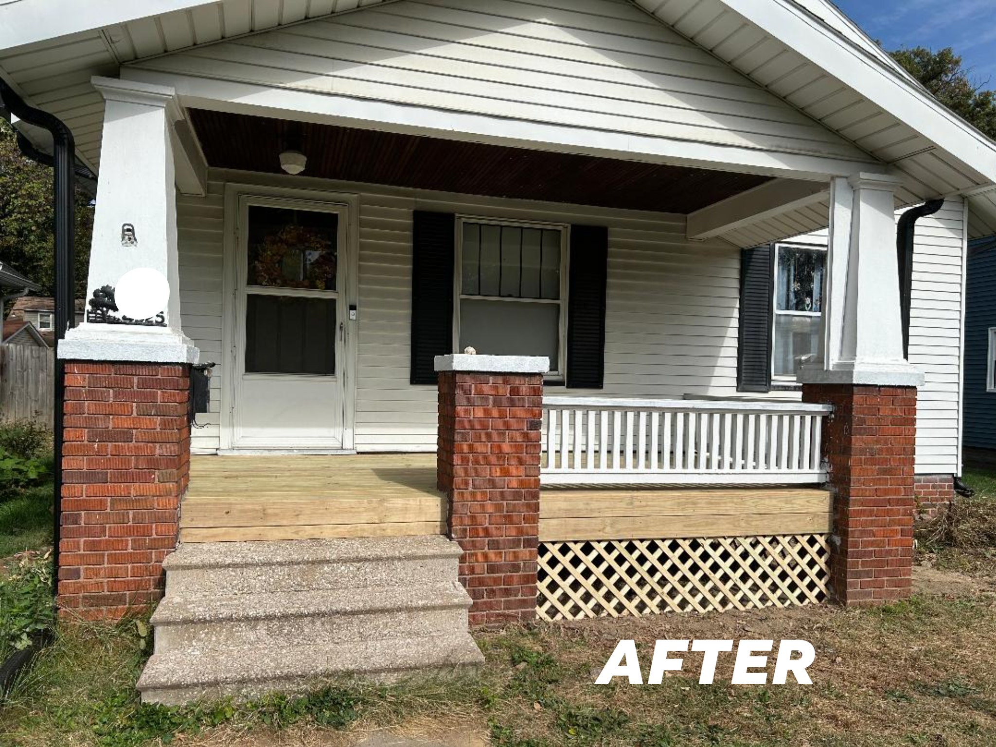 Front porch after complete rebuild by Leathers Construction Group
